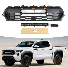 Black Front Bumper Grille For TOYOTA TACOMA 2024 Grill With LED & Light bar