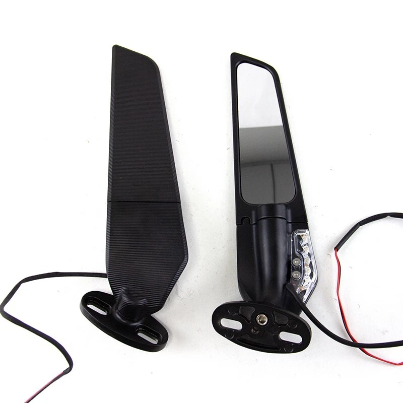 For Suzuki GSXR600 GSXR750 GSXR250R Adjustable Rearview Wind Wing Mirrors Lights - Image 3 of 4