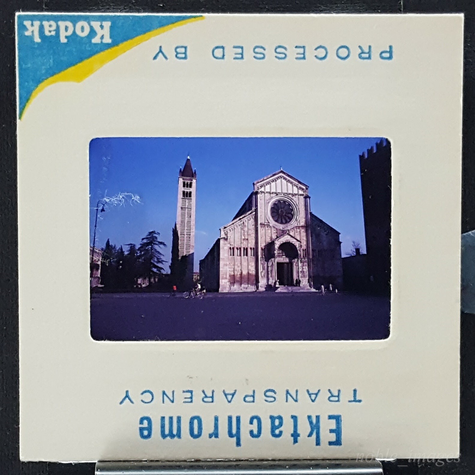 1967 San Zeno Maggiore Exterior View People Bikes Verona Italy Ektachrome Slide