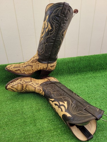 9.5 D ⭐ VINTAGE ⭐ JUSTIN ⭐ GOLDEN PYTHON ⭐ SNAKE ⭐ EXOTIC ⭐ RARE ⭐ WESTERN BOOTS - Picture 21 of 24