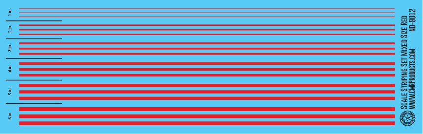 HO Scale - Scale Striping Set Mixed Size Red