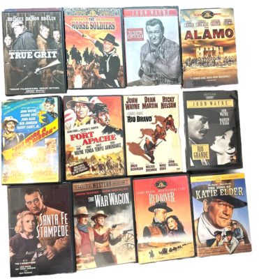 John Wayne Set of 12 DVD Movies Collection Classics Inc True Grit, RIO, Alamo