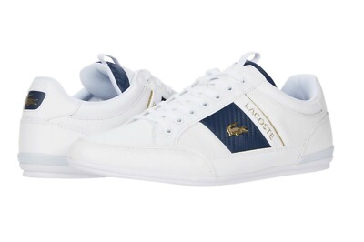 100% LACOSTE Chaymon 0120 1 Men's Casual Leather Fashion Shoes Sneakers White +