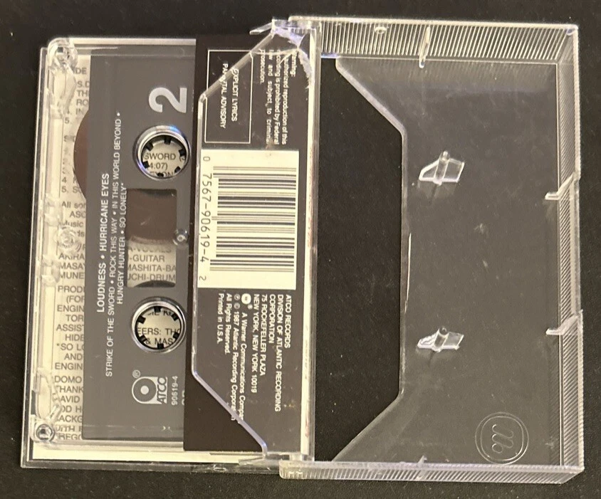 Loudness Hurricane Eyes Heavy Metal Cassette Tape (Warner/Atco 1987 Used) — 第 4/4 张图片