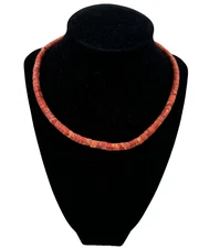 NATURAL GENUINE OLD CORAL RED SEA ANTIQUE NECKLACE CHOKER ROUNDELS CUT BEADS