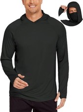 Men's UPF 50 Sun Protection Hoodie CRash Guard with Mask for Fishing Hiking