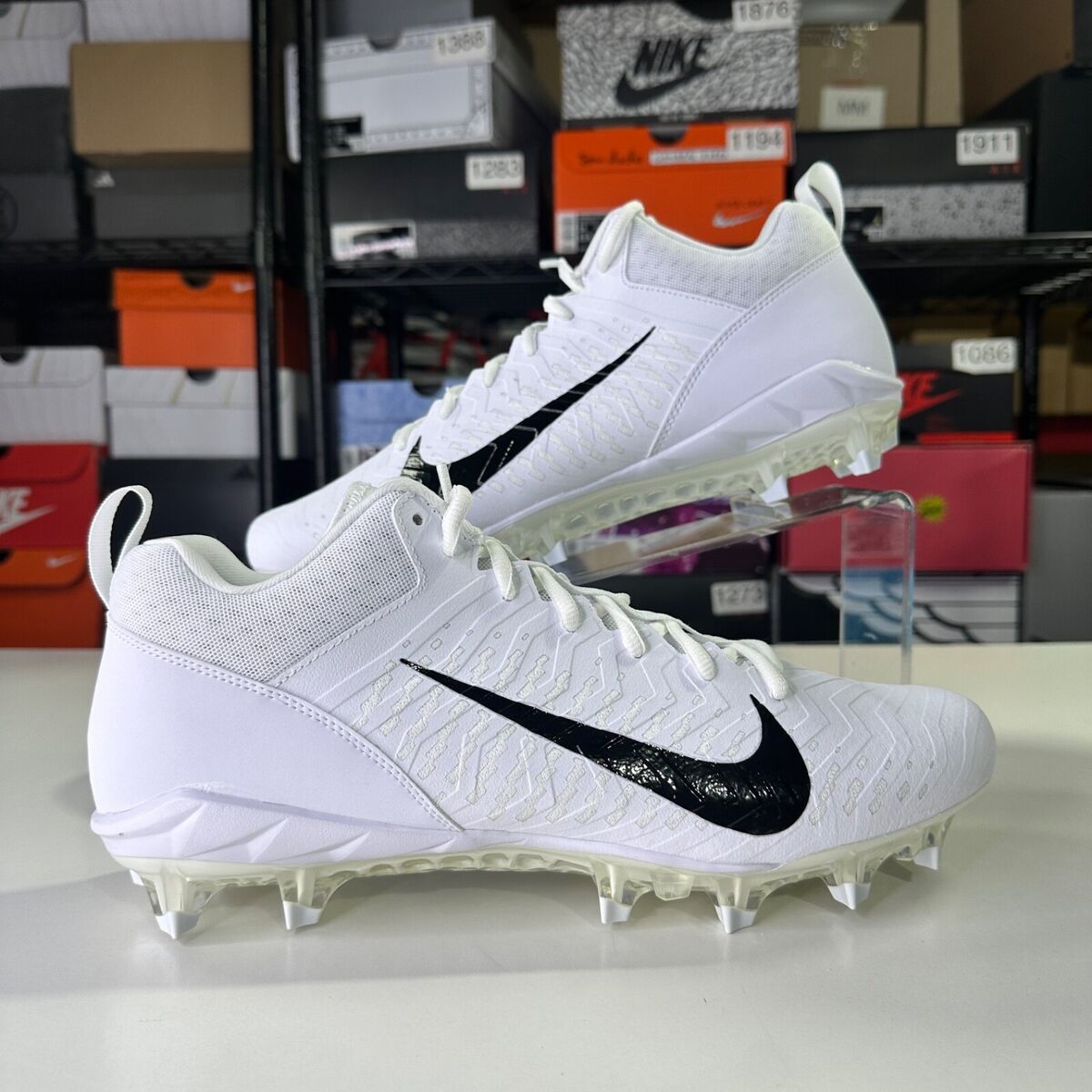 Nike Alpha Menace Pro 2 Low White Black Football Cleats Nike Alpha Menace Pro 2 Low White Black Football Cleats