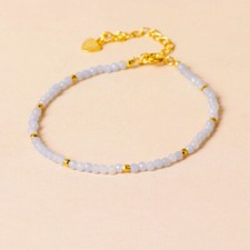 Angelite 2mm Tiny Beads Crystal Gemstone Healing Women Protection Bracelet Gift