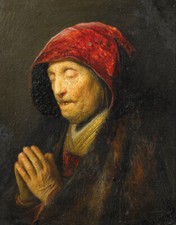 Rembrandt - Old Woman Praying Giclee Fine Art Print on Canvas Printing 36"