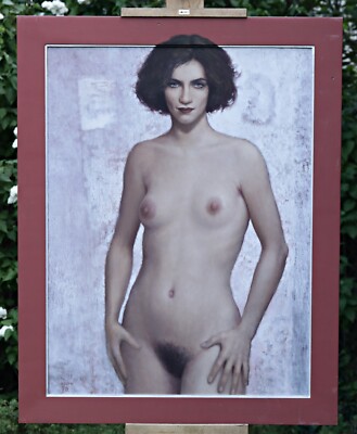 Bernd Baumgart Muse Weiblicher Akt Nude Frau Ölbild Leinwand signiert Rahmen