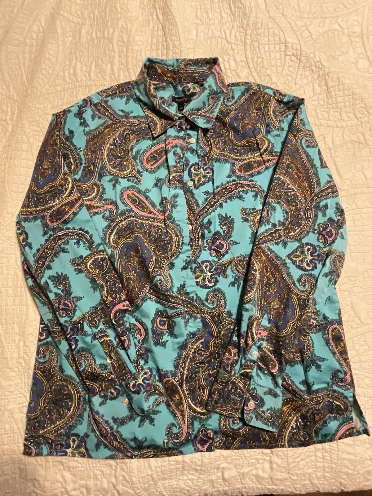 Talbots Women’s Sz Large Paisley Button Down Blouse