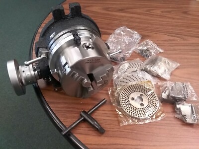 6'' precision  HORIZONTAL & VERTICAL ROTARY TABLE w 3jaw chuck & index plates-new