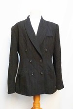 Vintage Anne Klein II Black 100 Wool Jacket Coat Blazer Sz 8 Pin Stripe