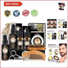 Luxury Beard Grooming Kit: Oil, Conditioner, Wash & Scissors - Perfect Gift