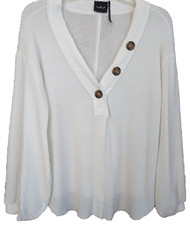 Urban Outfitters Out From Under Sweater Women S White Waffle Knit V-Neck OFU