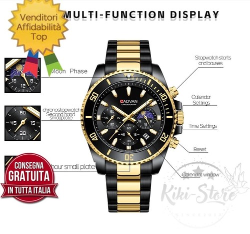 Orologio LUSSO Cronografo Acciaio Inossidabile Homage Orologio luminoso GOLD - Foto 9 di 11