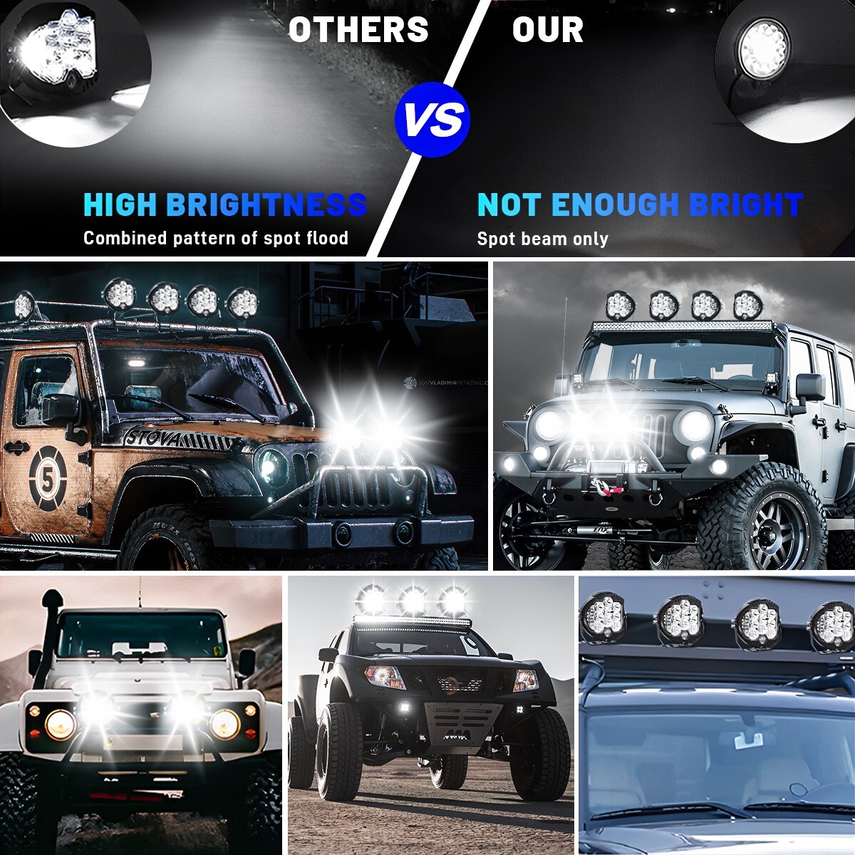 5/7“ inch LED Work Light Pods Spot Flood Combo Fog Lamp Offroad Driving ...