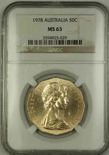 1978 Australia Fifty Cents 50c Coin NGC MS-63 Choice BU
