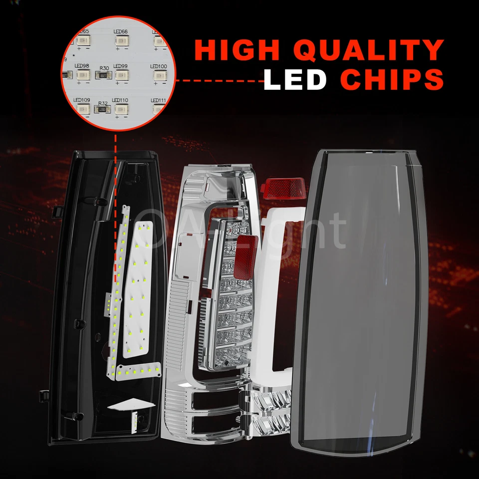 LED 尾灯适用于 1988 - 1998 雪佛兰 GMC C/K 1500 2500 3500 后刹车灯一对 — 第 3/4 张图片