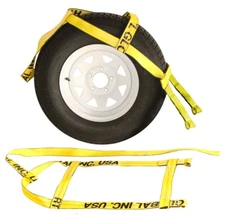 Yellow Tow Dolly Straps Demco Kar Kaddy 2" Wide with Loops Tie Down Car Hauler