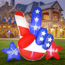 6FT Patriotic Independence Day 4Th of July Inflatable, Victory Gesture Blow up P