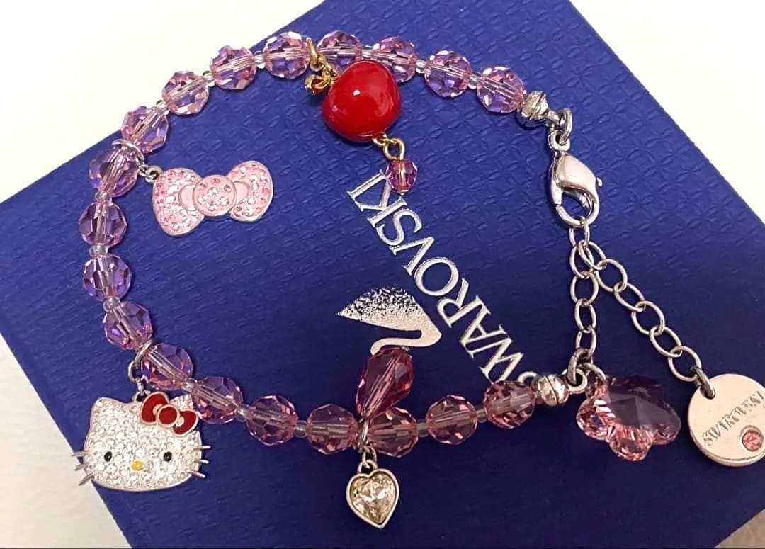 d*3様 Swarovski ハローキティ ブレスレット Swarovski Hello Kitty Bracelet Pink Limited Edition Rare Box