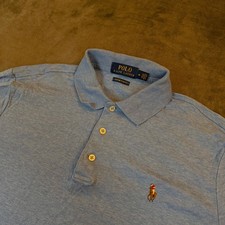 Polo Ralph Lauren Custom Slim Fit Polo Shirt Mens Medium Light Blue Heathered