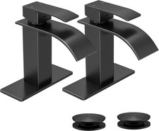 Waterfall Single Handle Bathroom Sink Faucet Black  Vanity Faucet with Pop-up D