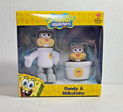 Spongebob Squarepants Sandy & Milkshake Flocked Figures