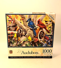 Birds Jigsaw Puzzle 1000 Pieces Linen Audubon Backyard Birds - Brand New