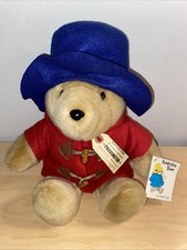 Vintage Eden Paddington Bear Plush Blue Hat Red Coat 17 w/Tag Darkest Peru