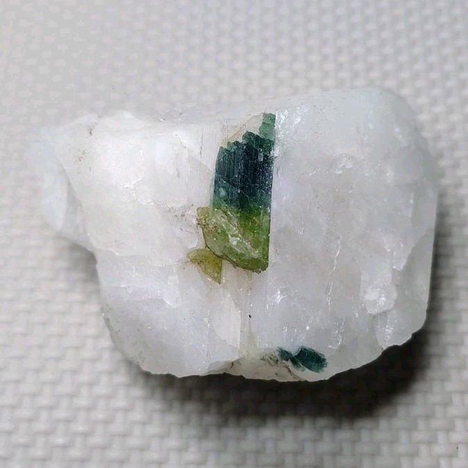 3" Vintage Bicolor Green Tourmaline Crystal in White Quartz Matrix