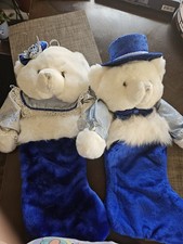 Vintage Dan Dee Plush Bear Christmas Stockings Boy And Girl
