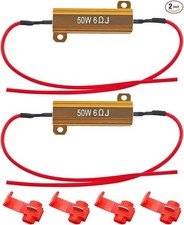 2PCS 50W 6ohm Car Load Resistors, Vehicle Resistor Flasher Adaptor for Fix LED F