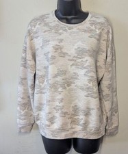 Athleta Women Sweatshirt SP Gray Camo Oversized Long Sleeve Crew Neck