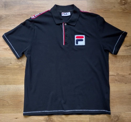 FILA Biella Italia Big Logo Polo Shirt Rare T-shirt Casual Summer Tennis Men XL - Picture 1 of 9