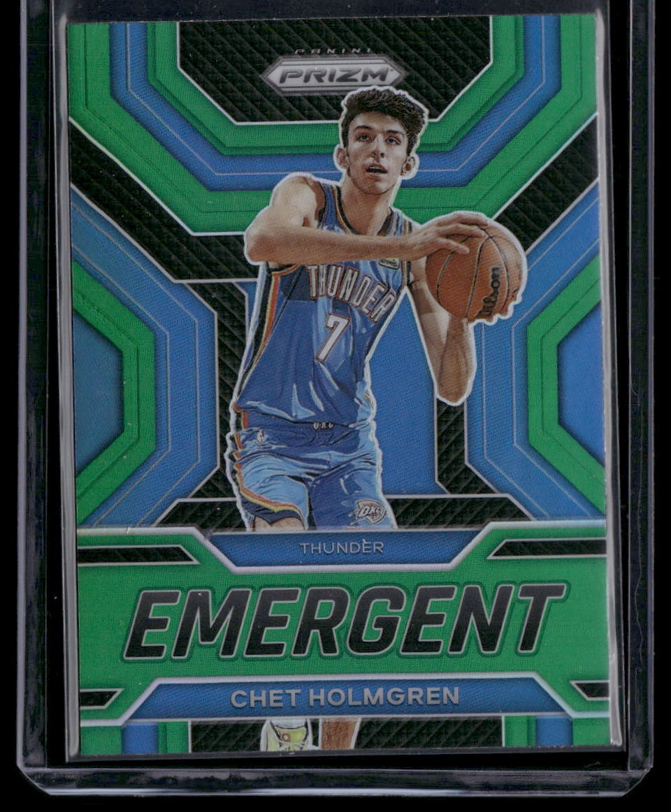 2022-23 Panini Prizm #16 Chet Holmgren Emergent Prizms Green Rookie Rc Thunder