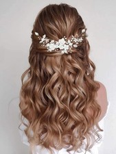 Bridal Hair Vine Pearl Leaf Wedding Headpiece Silver