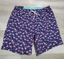 BONOBOS Mens Swim Trunks Flamingo AOP Sz Medium Beach Pool Shorts 7" inseam NWT