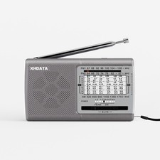 XHDATA D219 Portable AM FM Shortwave Radio Battery Operated Small Silver