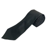 Gucci GG Monogram Silk Necktie Mens Black Gold Made in Italy