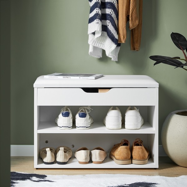 Sobuy Schuhbank, Schuhregal, Sitzbank, Schuhschrank, Schuhtruhe,Weiß, FSR25-W-image