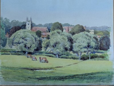 Original Tusche & Aquarell Gemälde Penshurst Szene signiert von W Allbeury 1955