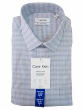 16/16.5 34/35 - Calvin Klein Men's Tech Active Stretch Dress Shirt - LARGE BLUE