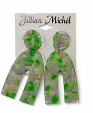 Green And Gold Resin Earrings