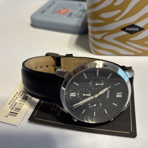 Fossil Herren Neutra FS5452 Silber Leder Japanischer Chronograph Dress Watch 2411 - Bild 9 von 20