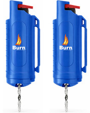 BURN Pepper Spray Keychain 0.5oz Police Strength Self Defense OC Blue 2 Pack