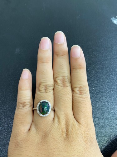 NATURAL BLACK OPAL 9X11 WHITE CZ STERLING SILVER 925 SET - 第 12/14 張圖片