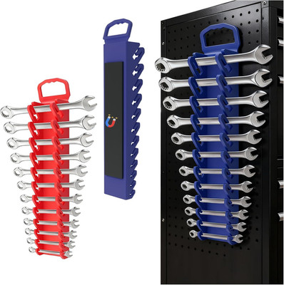 2PCS Magnetic Wrench Organizer for Tool Box,Total 24 Slots Magnetic Wrench Holde
