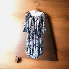 Ladies Yours Black & White Dress Bold Leaf Print 1/2 Sleeve Size 18 BNWT